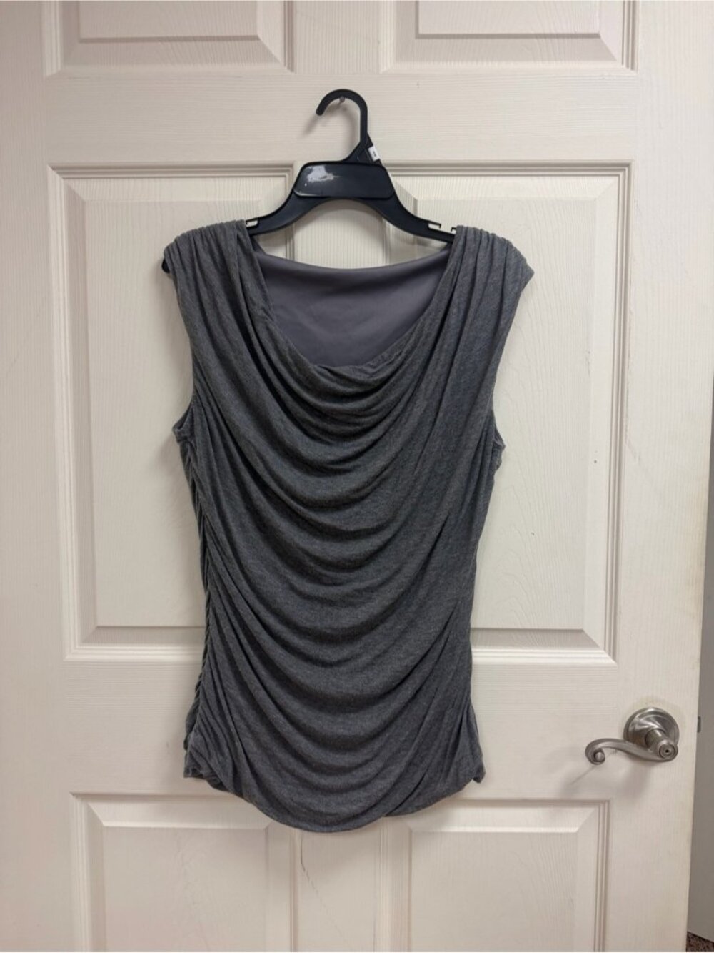 Sleeveless Draped Cowl Neck Top - Gray